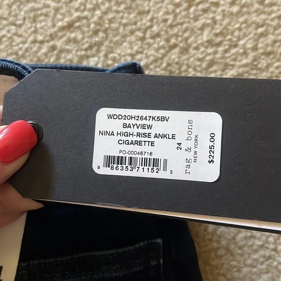 NWT Rag & Bone Nina Mid Rise Ankle Cigarette Jeans in Bayview for @mrsuperzl - Picture 4 of 9